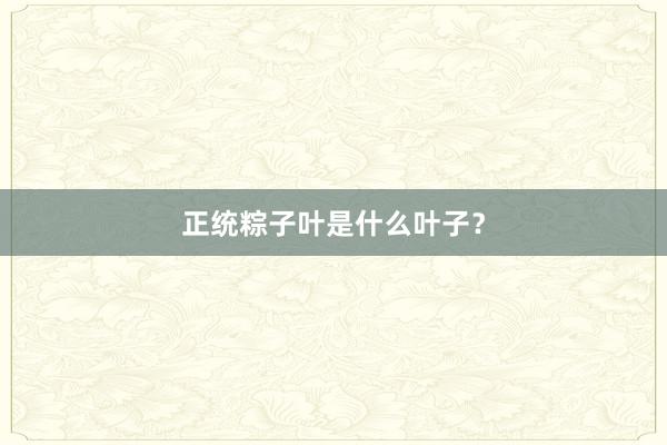 正统粽子叶是什么叶子？